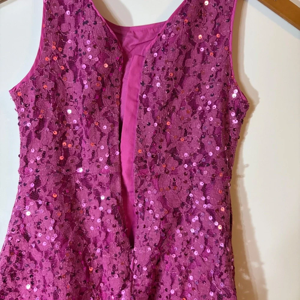 Gymboree Girls Magenta Pink Sequin Floral Lace Sleeveless‎ Party Dress Size 8